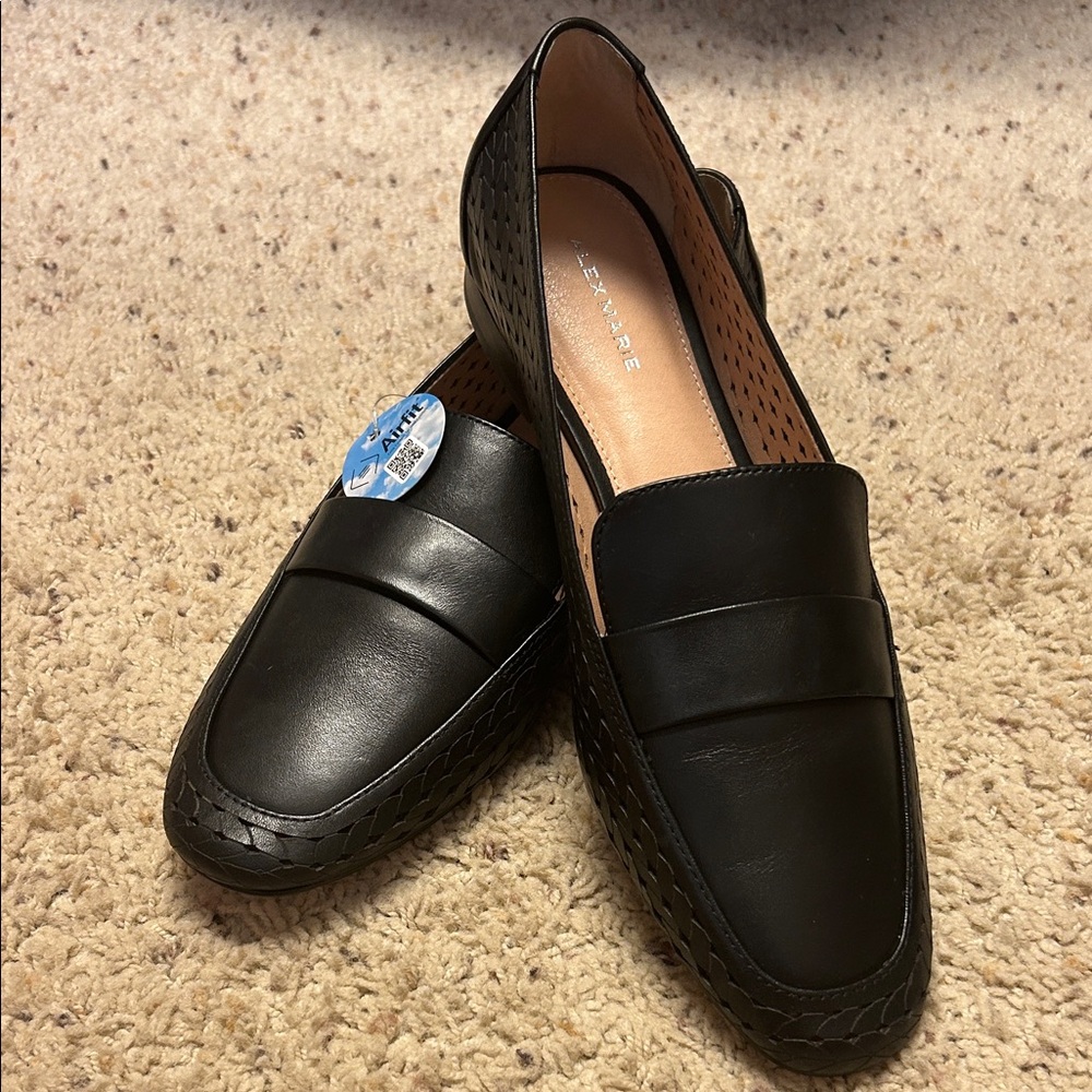 Alex Marie Black Textured Loafers